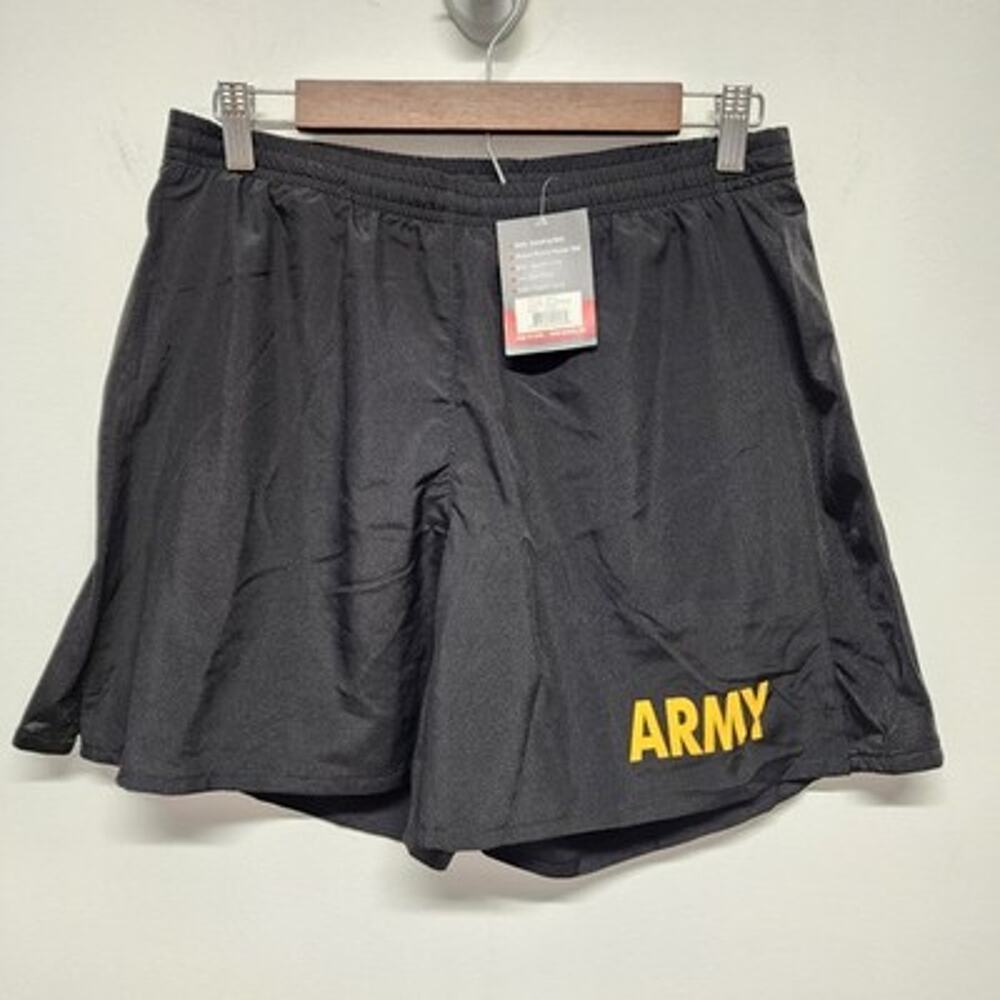 US Army PT Physical Fitness Shorts Adult Medium Black Yellow Gold Pull On 46030